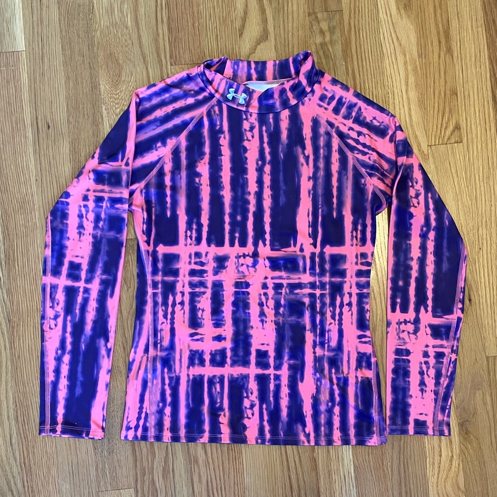 UnderArmour Girls ColdGear Mock Turtleneck Tie Dye